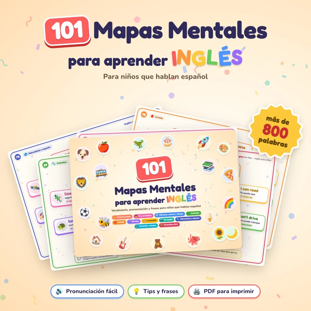 Capa de 101 Mapas Mentales para aprender inglés para niños que hablan español